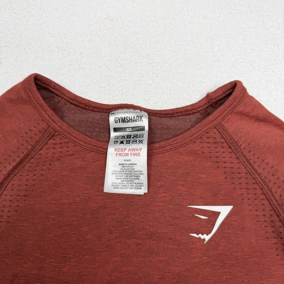 Gymshark Vital Seamless 2.0 Long Sleeve Crop Top•Brick Red Marl - Picture 7 of 8